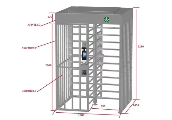 Facial Recognition SUS304 60W Full Height Turnstile Gate